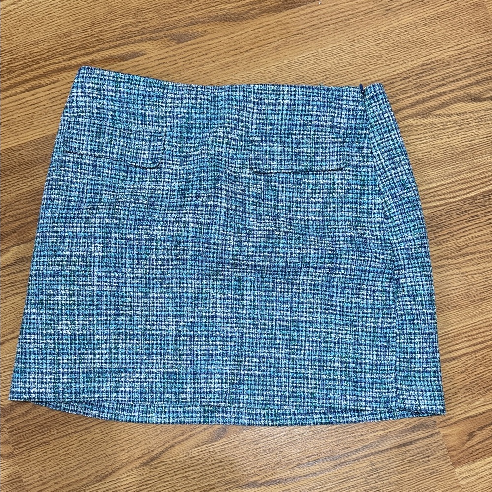 LOFT Blue and White Tweed Pencil Skirt